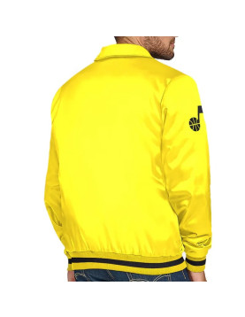 Utah Jazz Stitch Applique Gold Satin Jacket