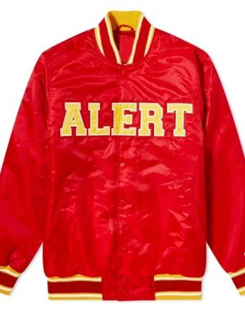 Vee Friends Alert Ape Red Logo Satin Varsity Jacket