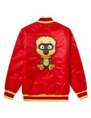 Vee Friends Alert Ape Red Logo Satin Varsity Jacket