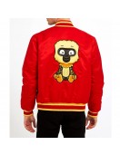 Vee Friends Alert Ape Red Logo Satin Varsity Jacket