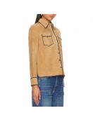 Victoria Moroles Ballard Martina Castro Brown Suede Leather Jacket