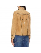 Victoria Moroles Ballard Martina Castro Brown Suede Leather Jacket