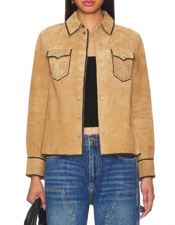 Victoria Moroles Ballard Martina Castro Brown Suede Leather Jacket