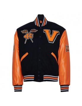 Virginia State University Black and Orange Varsity Jacket - Unisex Wool &amp; Leather