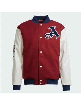 VRCT Arsenal Burgundy White Varsity Wool Leather Jacket