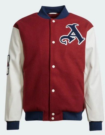 VRCT Arsenal Burgundy White Varsity Wool Leather Jacket