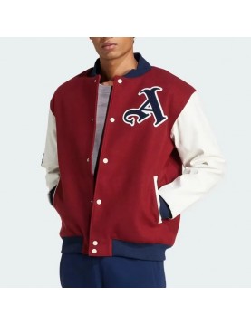 VRCT Arsenal Burgundy White Varsity Wool Leather Jacket