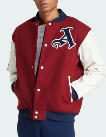 VRCT Arsenal Burgundy White Varsity Wool Leather Jacket