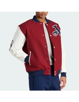 VRCT Arsenal Burgundy White Varsity Wool Leather Jacket