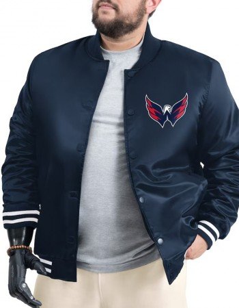 Washington Capitals Adaptive Bold Logo Varsity Satin Jacket