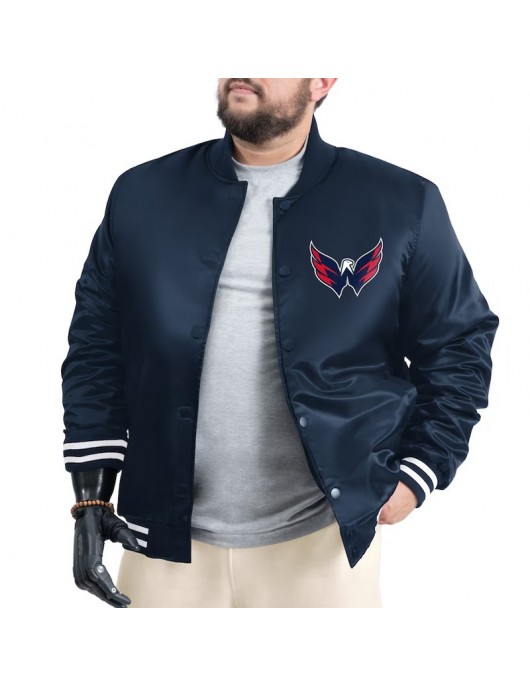 Washington Capitals Adaptive Bold Logo Varsity Satin Jacket