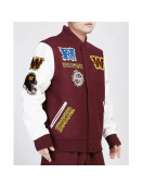 Washington Commanders Animal Patches Wine Varsity Jacket