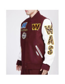 Washington Commanders Animal Patches Wine Varsity Jacket