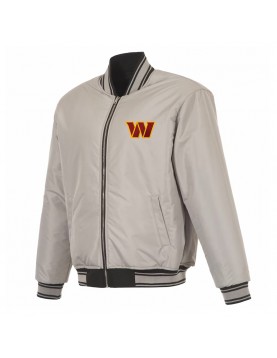 Washington Commanders Black/Gray Full-Zip Reversible Flight Jacket