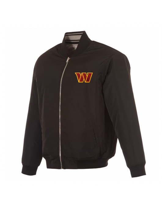 Washington Commanders Black/Gray Full-Zip Reversible Flight Jacket