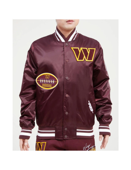Washington Commanders Old English Classic Rib Satin Jacket