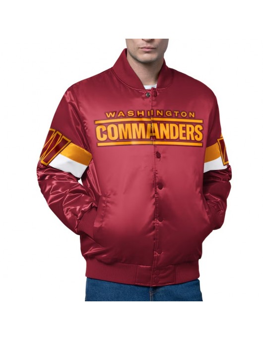 Washington Commanders Triple Option Varsity Satin Jacket