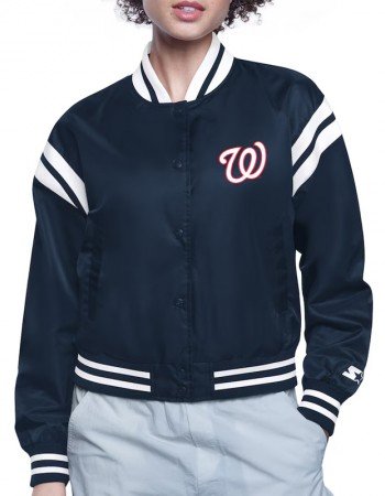 Washington Nationals Printed Logo Varsity Satin Jacket
