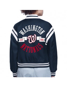 Washington Nationals Printed Logo Varsity Satin Jacket
