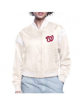 Washington Nationals Printed Logo Varsity Satin Jacket
