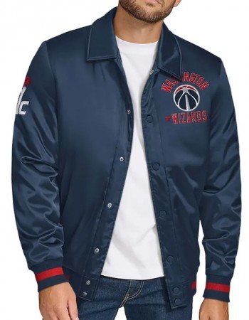 Washington Wizards Stitch Applique Navy Satin Jacket