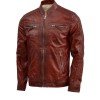 Waxed Leather Burgundy Leather Jacket