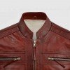 Waxed Leather Burgundy Leather Jacket