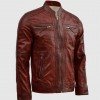 Waxed Leather Burgundy Leather Jacket