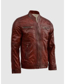 Waxed Leather Burgundy Leather Jacket