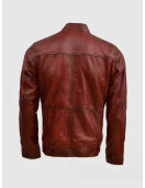Waxed Leather Burgundy Leather Jacket