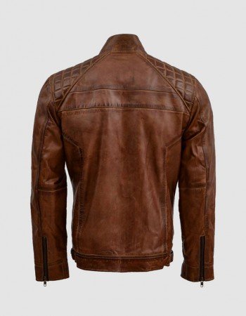 Waxed Tan Brown Leather Jacket