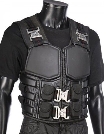 Wesley Snipes Blade Black Leather Buckle Vest