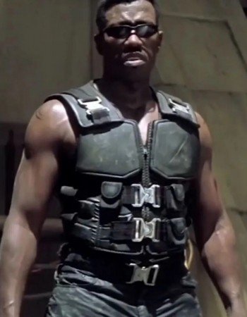 Wesley Snipes Blade Black Leather Buckle Vest