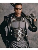 Wesley Snipes Blade Black Leather Buckle Vest