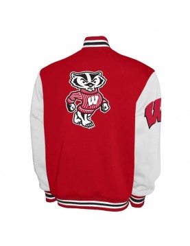 Wisconsin Badgers Fleece Cardinal and White Varsity Jacket