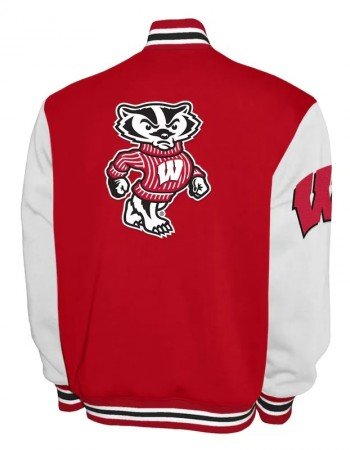 Wisconsin Badgers Fleece Cardinal and White Varsity Jacket