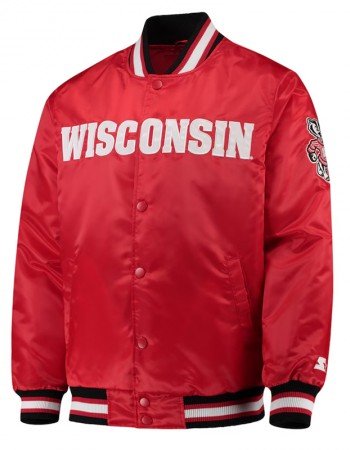 Wisconsin Badgers O-Line Red Satin Jacket