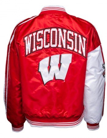Wisconsin Badgers Red and White Satin Jacket