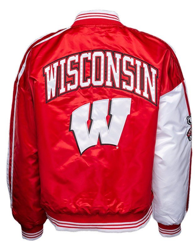 Wisconsin Badgers Red and White Satin Jacket