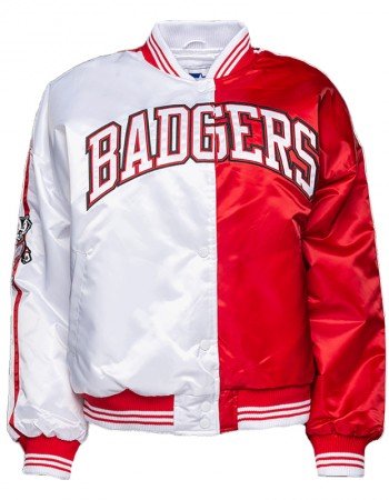 Wisconsin Badgers Red and White Satin Jacket