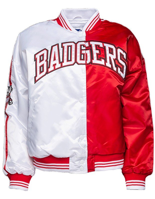 Wisconsin Badgers Red and White Satin Jacket