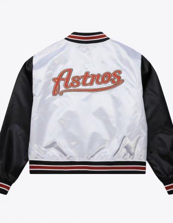 Women’s Houston Astros Cropped White and Black Satin Jacket