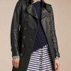 Women’s Mid-Length Double Breasted Black Leather Coat