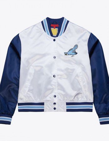 Women’s Philadelphia Blue Jays Cropped White and Blue Satin Jacket