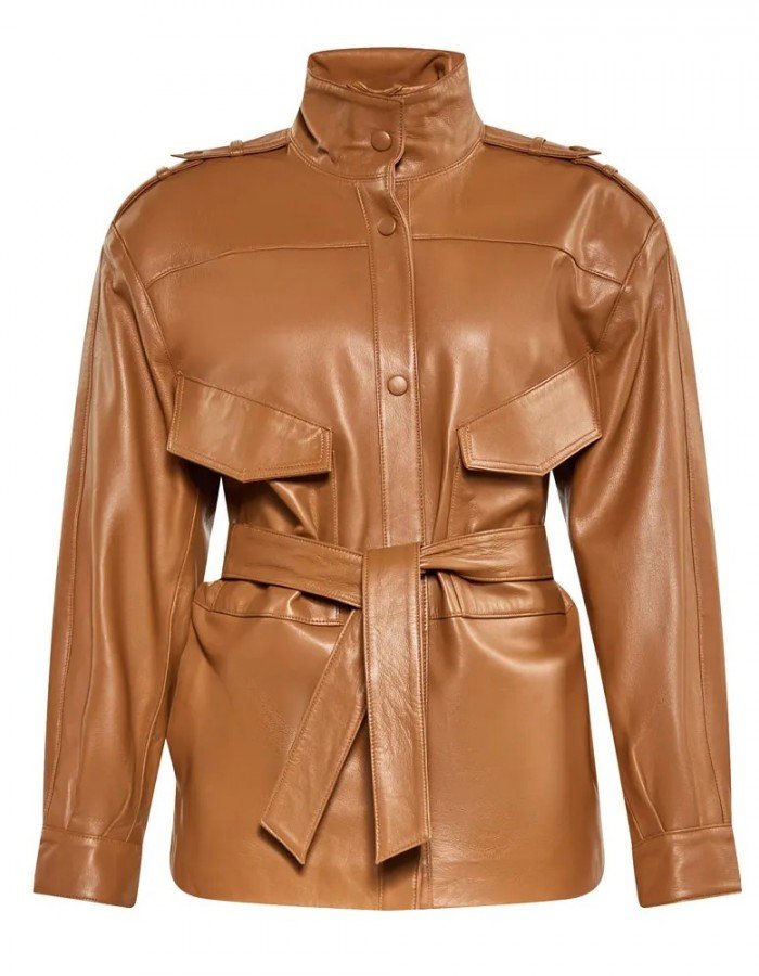 Women’s Red Long Belted Leather Jacket Women’s Red Long Belted Leather Jacket