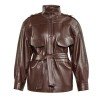 Women’s Red Long Belted Leather Jacket Women’s Red Long Belted Leather Jacket