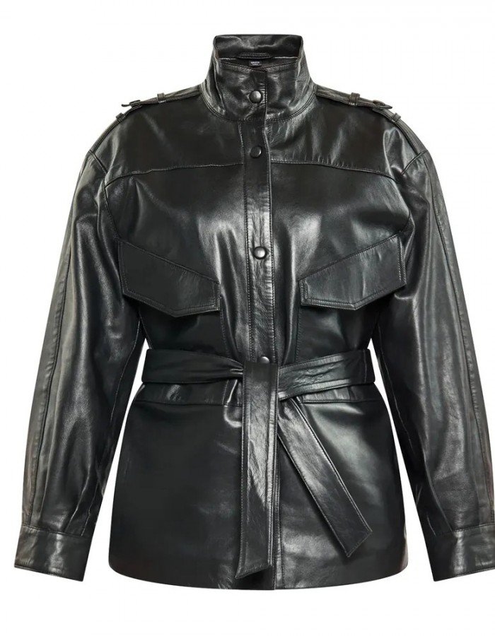 Women’s Red Long Belted Leather Jacket Women’s Red Long Belted Leather Jacket