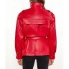 Women’s Red Long Belted Leather Jacket Women’s Red Long Belted Leather Jacket