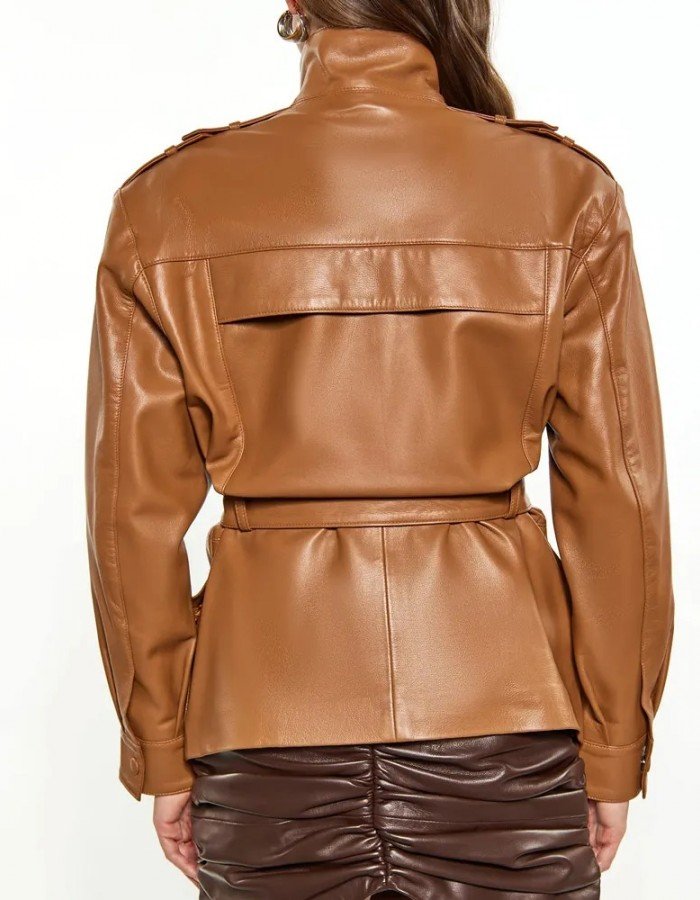 Women’s Red Long Belted Leather Jacket Women’s Red Long Belted Leather Jacket