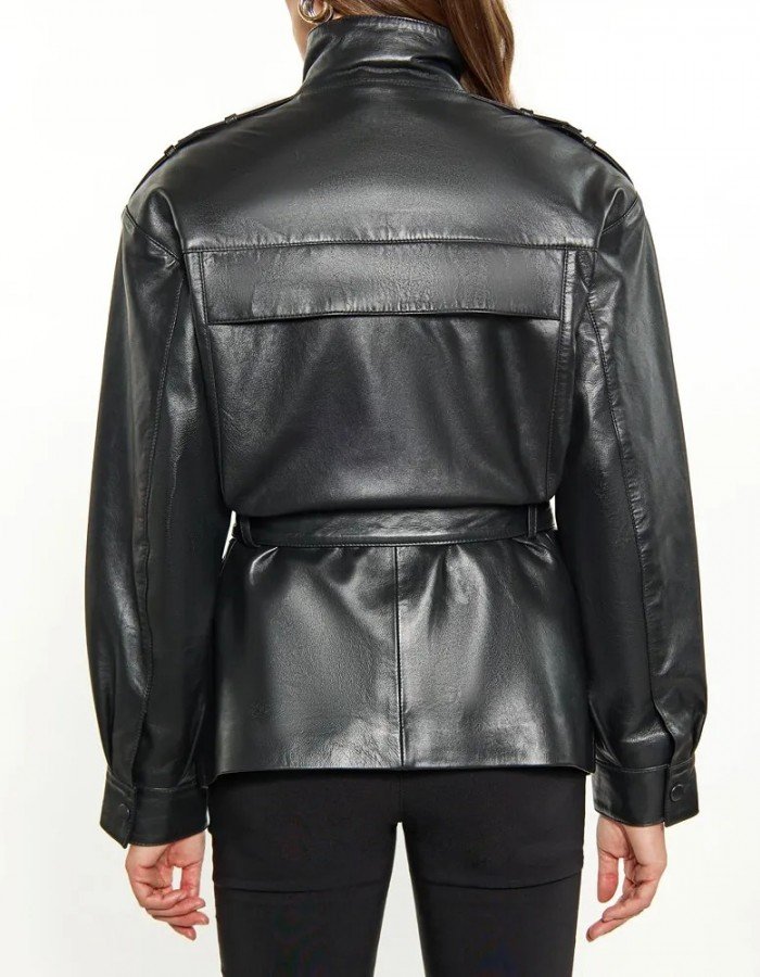 Women’s Red Long Belted Leather Jacket Women’s Red Long Belted Leather Jacket